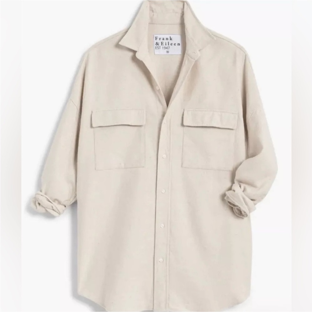 Frank & Eileen McLoghlin Natural Italian Brushed Canvas Shirt Jacket M/L - Picture 5 of 9